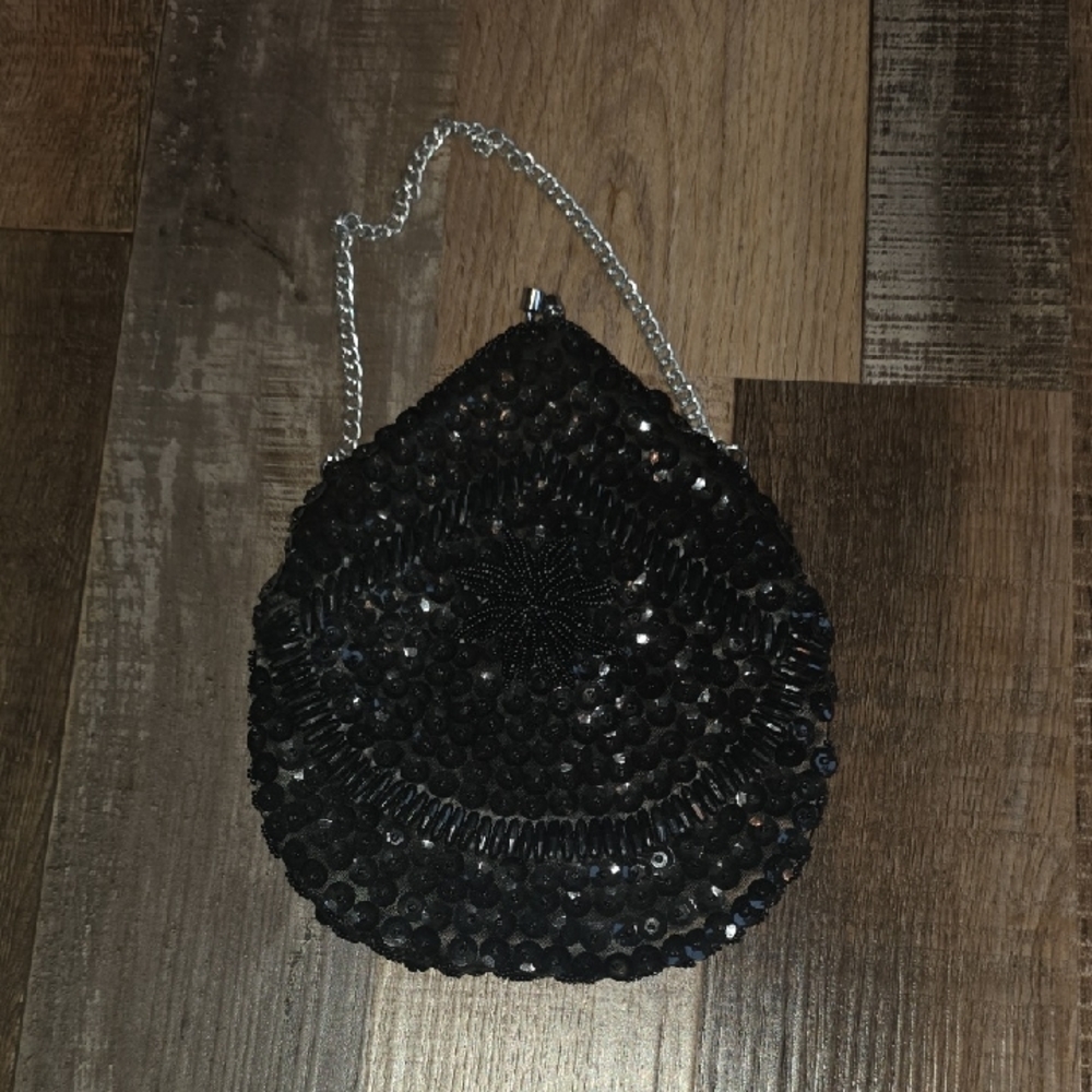 Chic Black Beaded Wristlet with Silver Chain